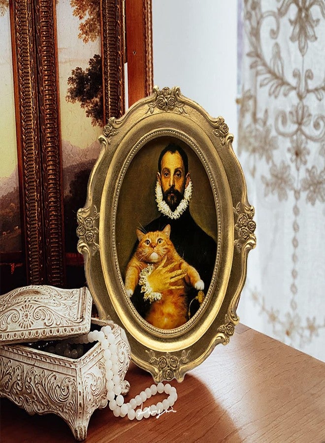 SIKOO Vintage Picture Frame 4X6 Antique Ornate Gold Oval Picture Frame Tabletop and Wall Mount Antique Victorian Wall Decor Gallery - Image 3